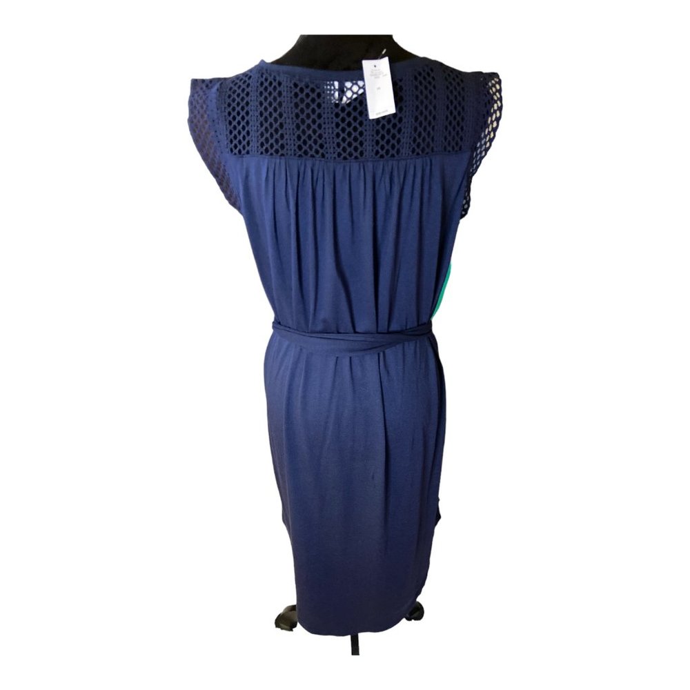 Gap Dress Womens Size XS Navy Blue Crochet Waist Tie Short Sleeve Knee Length - Picture 3 of 5